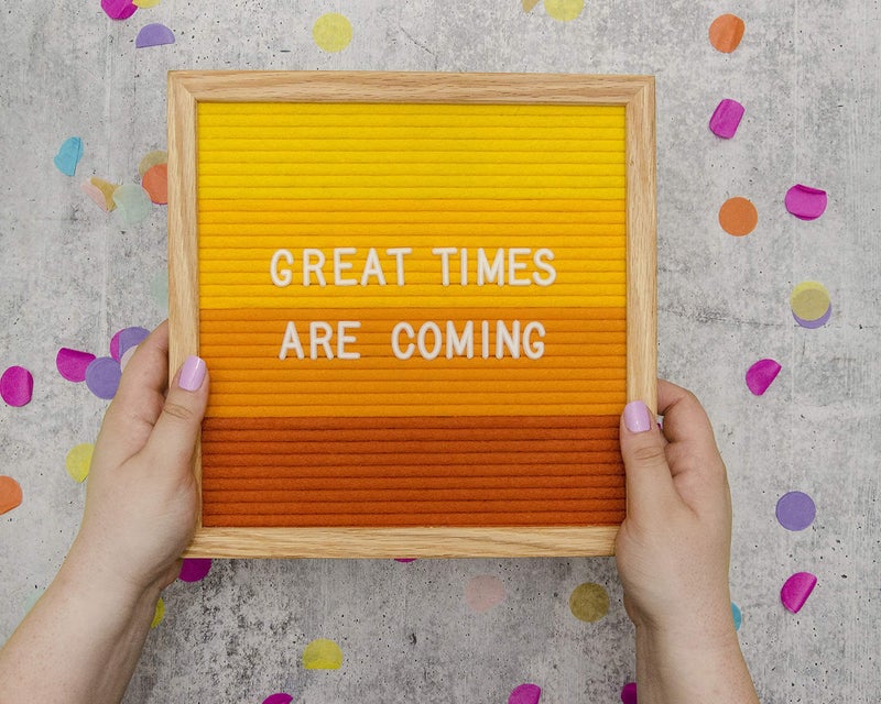 Felt Like Sharing Square Letter Board (Sunburst Felt - 10â€x10â€) â€“ Changeable Message Board w/3 Sets of Felt Board Letters for Home, Office, & Aesthetic Room Decor â€“ Wall Letterboard Signs In Oak Frame - Image 4